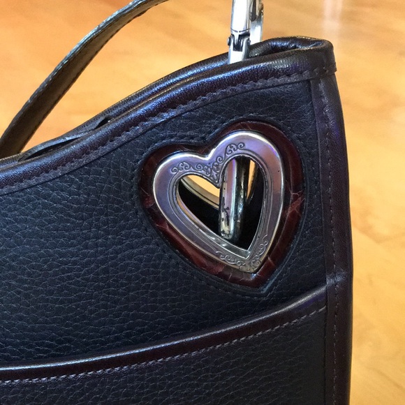 BRIGHTON | Vintage Leather Shoulder Bag Heart Cutout - Picture 7 of 16